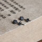 5mm 100% 925 Sterling Silver Sugar Paper Ball Stud Earrings Unisex Punk Piercing