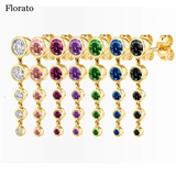 925 Silver Crystal Zircon Tassel Earrings Charming Studs