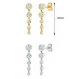 925 Silver Crystal Zircon Tassel Earrings Charming Studs