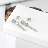 925 Silver Crystal Zircon Tassel Earrings Charming Studs
