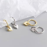 925 Silver Ins Style Hoop Earrings Multicolor Heart Pendant Jewelry