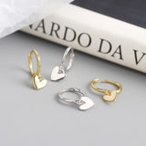925 Silver Ins Style Hoop Earrings Multicolor Heart Pendant Jewelry