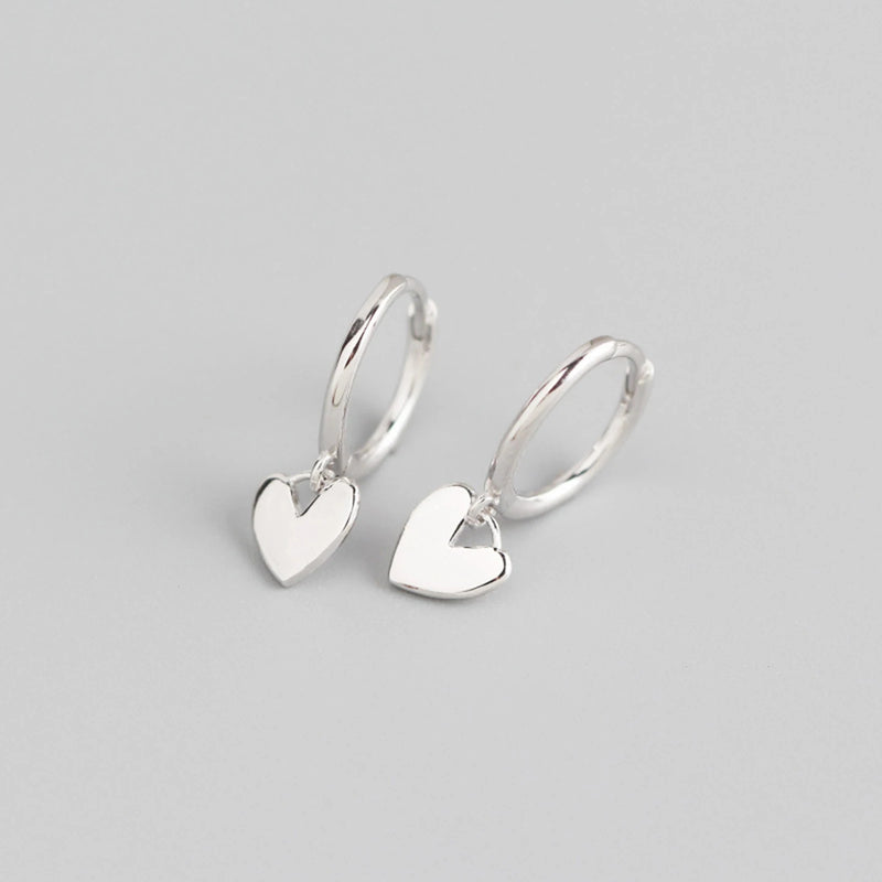 925 Silver Ins Style Hoop Earrings Multicolor Heart Pendant Jewelry