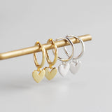925 Silver Ins Style Hoop Earrings Multicolor Heart Pendant Jewelry
