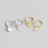 925 Silver Ins Style Hoop Earrings Multicolor Heart Pendant Jewelry