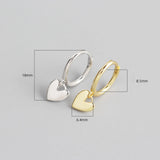925 Silver Ins Style Hoop Earrings Multicolor Heart Pendant Jewelry