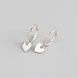 925 Silver Ins Style Hoop Earrings Multicolor Heart Pendant Jewelry