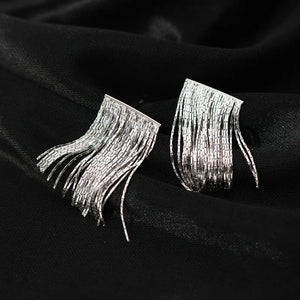 925 Sterling Silver Tassels Drop Earrings Women Fine Jewelry