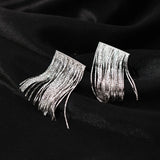 925 Sterling Silver Tassels Drop Earrings Women Fine Jewelry