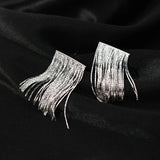 925 Sterling Silver Tassels Drop Earrings Women Fine Jewelry