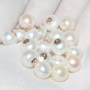 925 Sterling Silver Freshwater Pearl Ear Plugs Earrings Yellow Silver Jewelry
