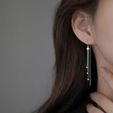 925 Silver Zircon Star Tassel Drop Earrings for Women, Girls