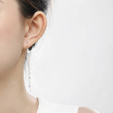 925 Silver Zircon Star Tassel Drop Earrings for Women, Girls