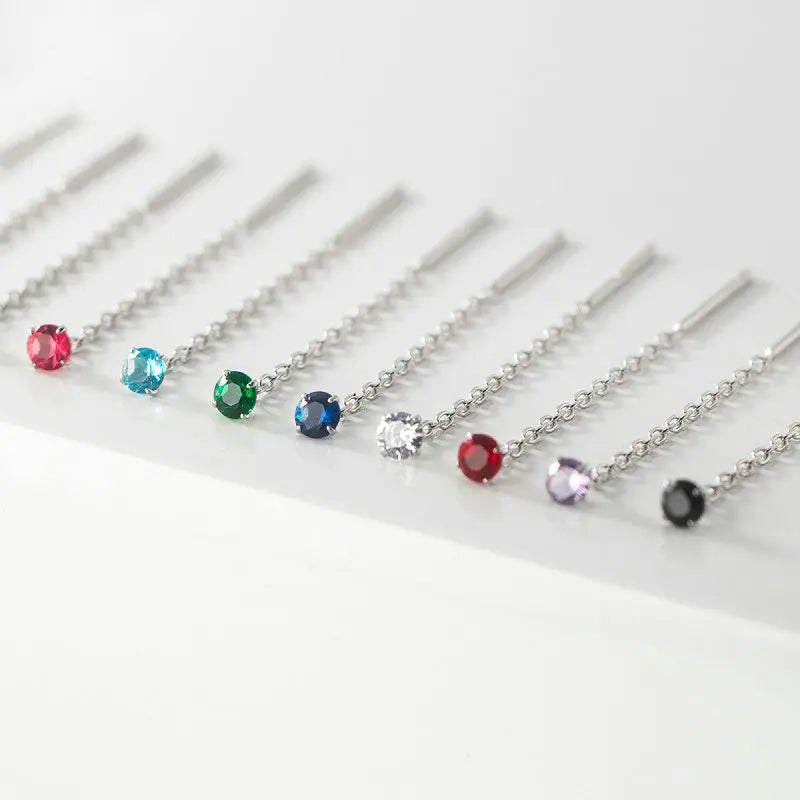 Sterling Silver Zircon Drop Earrings for Women
