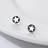 America Star Shield S925 Silver Stud Earrings for Punk Girls
