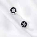 America Star Shield S925 Silver Stud Earrings for Punk Girls