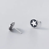 America Star Shield S925 Silver Stud Earrings for Punk Girls