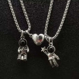 Astronaut Magnetic Heart Pendant Couple Necklaces For Women Men