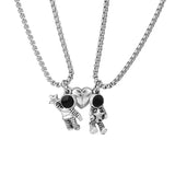 Astronaut Magnetic Heart Pendant Couple Necklaces For Women Men