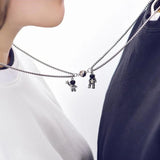 Astronaut Magnetic Heart Pendant Couple Necklaces For Women Men