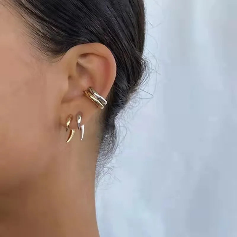 Boho Horn Croissant Stud Earrings Moon Punk Earrings for Women