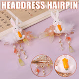 Chinese Hanfu Headdress Floral Spring Side Pin with Dangle Alloy Hair Decor