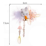 Chinese Hanfu Headdress Floral Spring Side Pin with Dangle Alloy Hair Decor