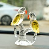 Clear Crystal Glass Parrots Home Car Decoration Ornaments