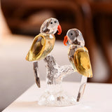 Clear Crystal Glass Parrots Home Car Decoration Ornaments