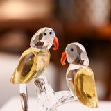 Clear Crystal Glass Parrots Home Car Decoration Ornaments