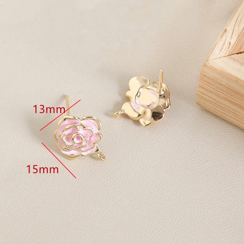 Copper Coated Drop Camellia Earrings DIY Jewelry Making Accessory