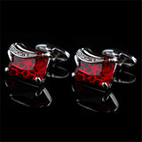 High-end French Red Stone Cufflinks Angel's Feather Shape Cuff Nails