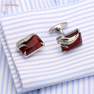 High-end French Red Stone Cufflinks Angel's Feather Shape Cuff Nails