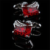 High-end French Red Stone Cufflinks Angel's Feather Shape Cuff Nails