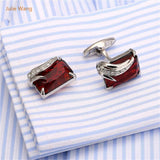 High-end French Red Stone Cufflinks Angel's Feather Shape Cuff Nails