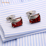High-end French Red Stone Cufflinks Angel's Feather Shape Cuff Nails