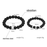 His & Hers Bead Bracelet Set - Stainless Steel