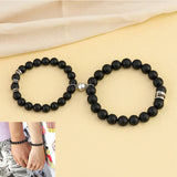 His & Hers Bead Bracelet Set - Stainless Steel