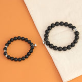 His & Hers Bead Bracelet Set - Stainless Steel