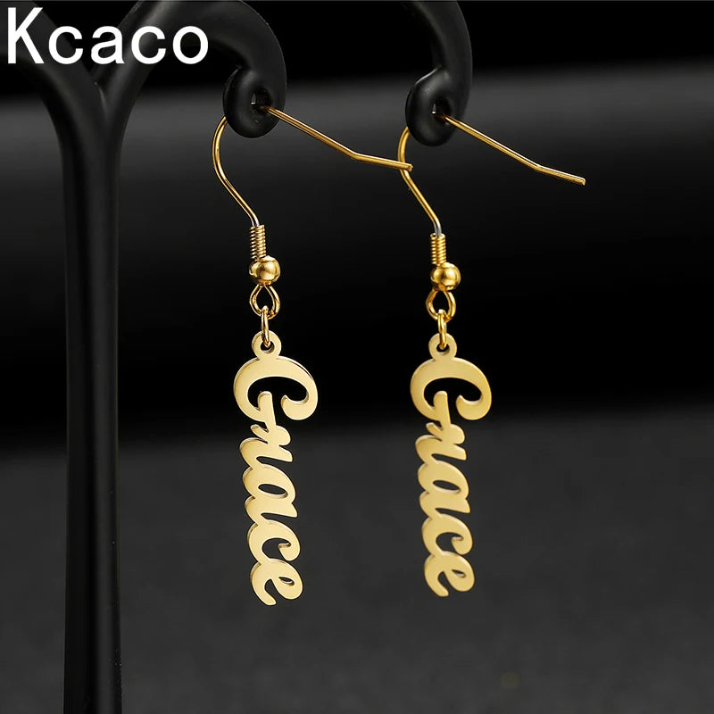 Personalized Letter Drop Earrings Stainless Steel Dangle Jewelry
