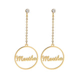 Custom Zircon Drop Earrings - Stainless Steel Initial Dangle - Birthday Gift