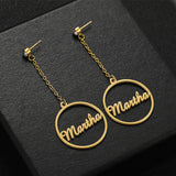 Custom Zircon Drop Earrings - Stainless Steel Initial Dangle - Birthday Gift
