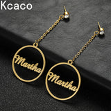 Custom Zircon Drop Earrings - Stainless Steel Initial Dangle - Birthday Gift
