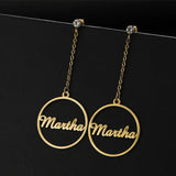 Custom Zircon Drop Earrings - Stainless Steel Initial Dangle - Birthday Gift