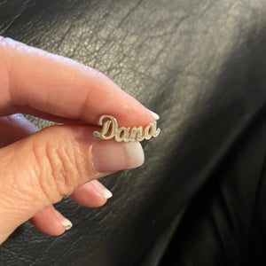Personalized Name Earrings, Custom Cursive Initials, Stainless Steel Nameplate