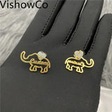 Personalized Elephant Initial Name Earrings