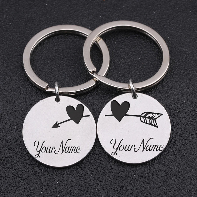 Stainless Steel Couple Keychains, Three Color Options