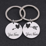 Stainless Steel Couple Keychains, Three Color Options