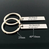 Engraved Crown Keyring Couples Valentine Keychain