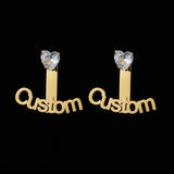 Heart Zircon Initial Stud Earrings Personalized Jewelry